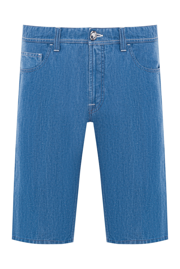 Stefano Ricci cotton and linen blend denim shorts with logo 193130 - photo 1