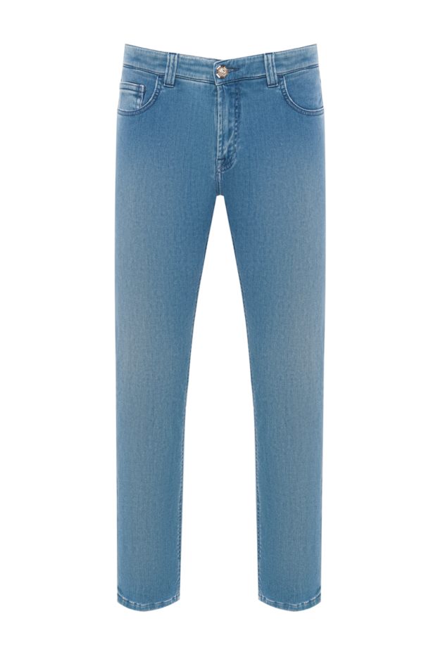 Stefano Ricci light blue cotton jeans with an accent leather patch 193133 - photo 1