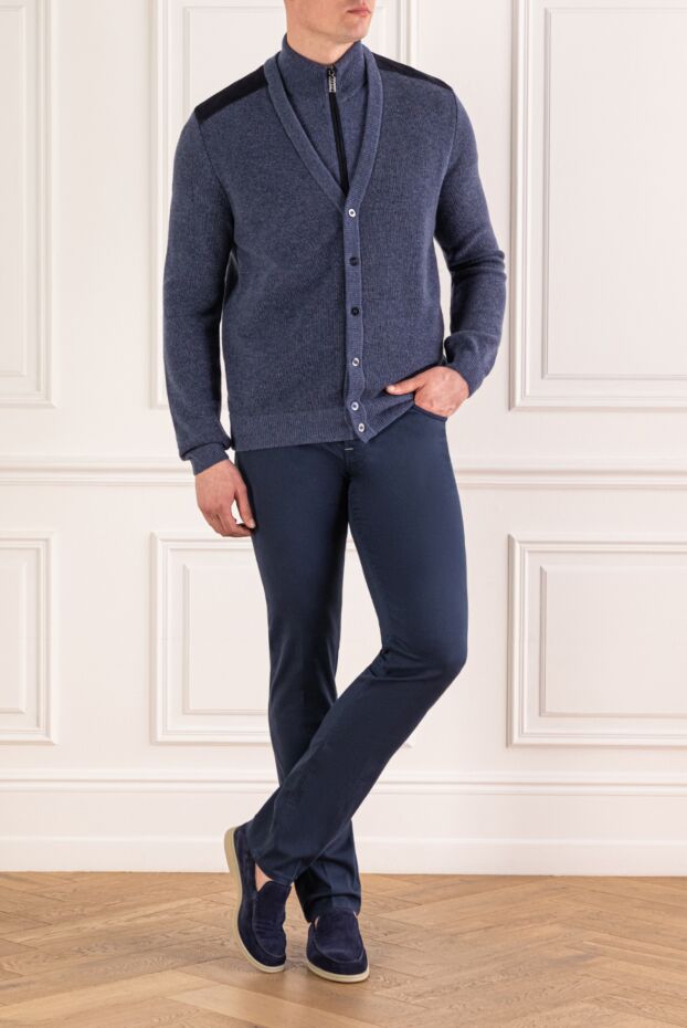 Stefano Ricci men's deep blue cotton jeans with contrasting pocket trim 193134 - photo 2