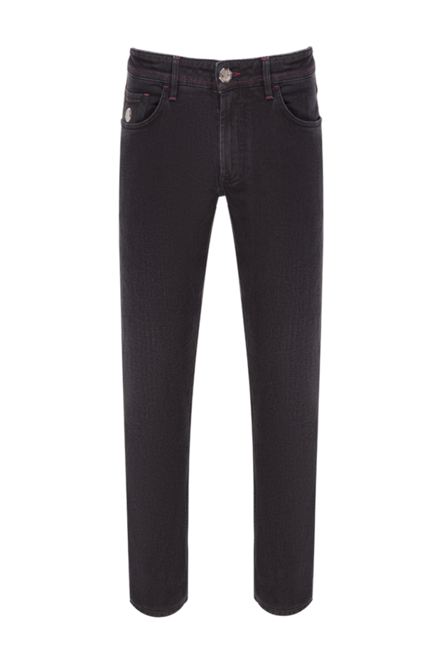 Stefano Ricci black cotton jeans with contrasting burgundy stitching 193144 - photo 1