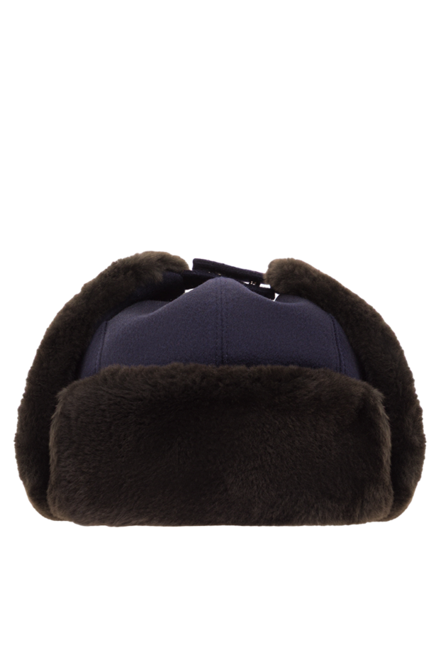 Enrico Mandelli navy blue cashmere ushanka hat with fur trim 193158 - photo 1