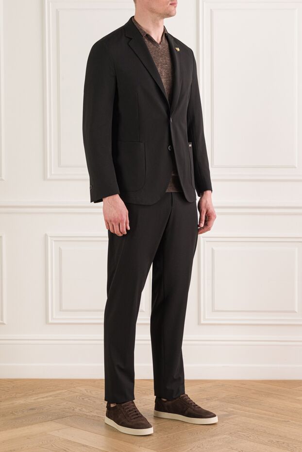 Tombolini classic men's single-breasted suit made of lightweight materials in black 193201 - photo 3