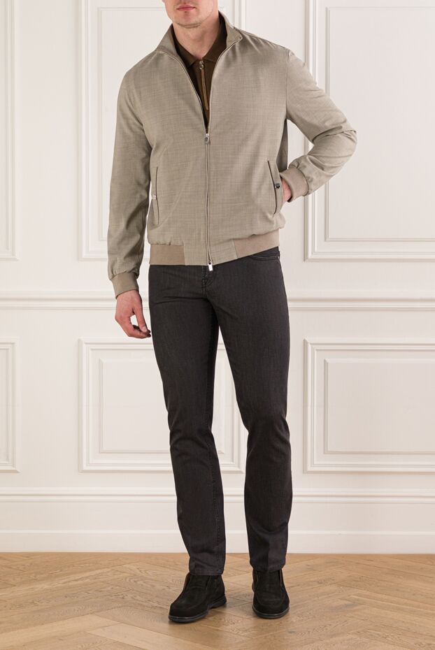 Tombolini light gray men's bomber jacket with a simple design and a stand-up collar 193203 - photo 2