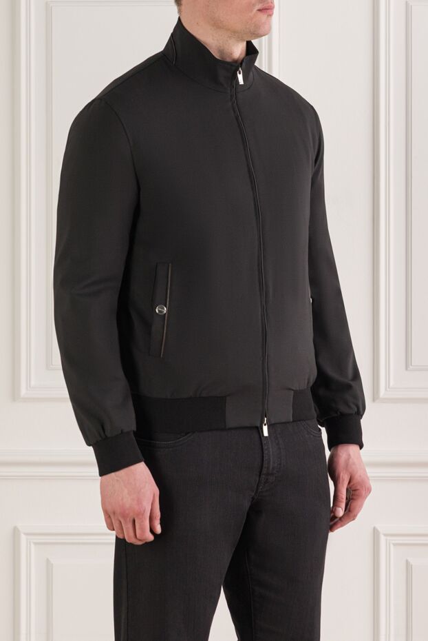 Tombolini a laconic bomber jacket with a stand-up collar made of black wool 193204 - photo 3