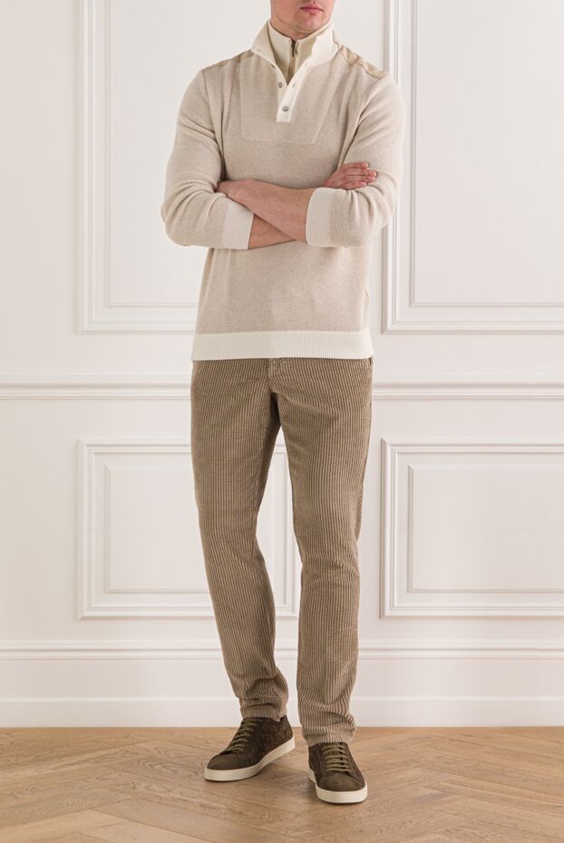 Zilli men's beige trouser with contrast collar and cuff trim 193210 - photo 2
