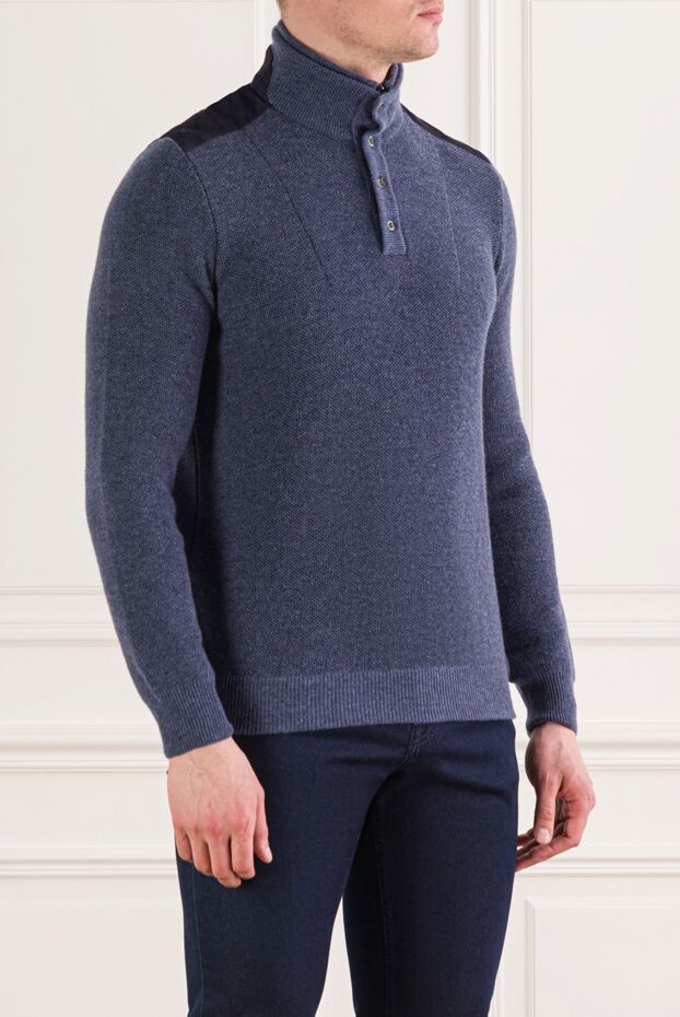 Zilli men's blue button-down trouser with a stand-up collar 193212 - photo 3