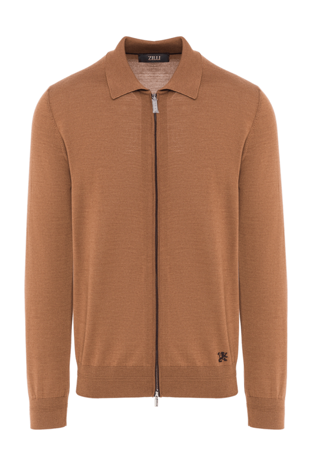 Zilli men's wool cardigan with added silk and a turn-down collar 193214 - photo 1