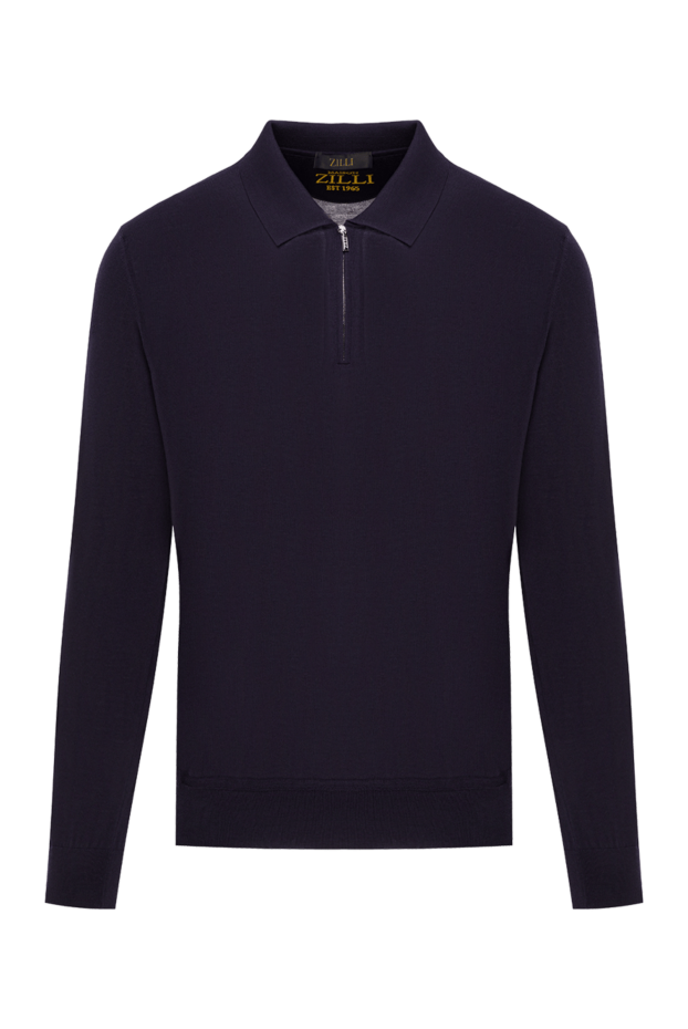 Zilli men's blue long sleeve polo shirt with zip closure 193216 - photo 1