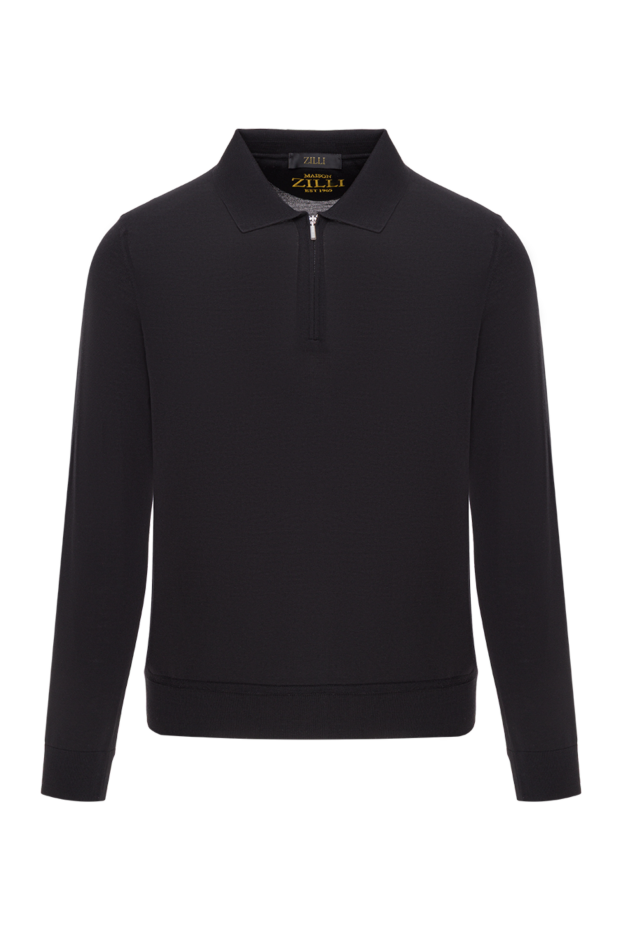 Zilli men's long-sleeved knit polo shirt black 193219 - photo 1