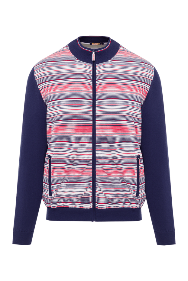 Zilli men's dark blue cardigan in a sporty style with a contrasting insert 193248 - photo 1