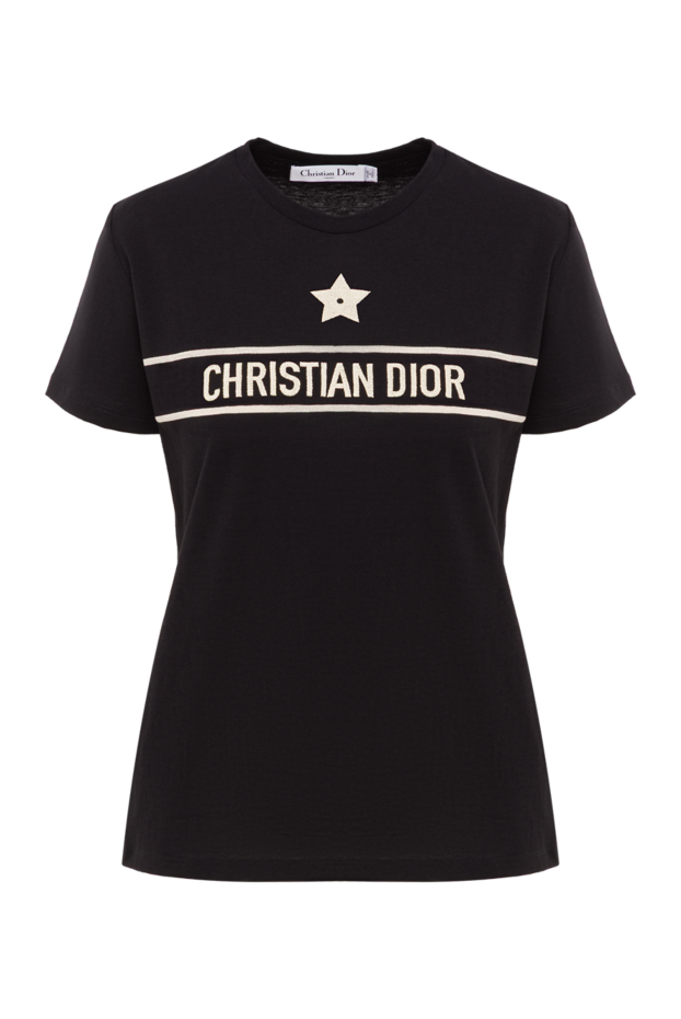 Dior футболка embroidered t-shirt из черного хлопкового джерси с вышитой звездой 193305 - фото 1