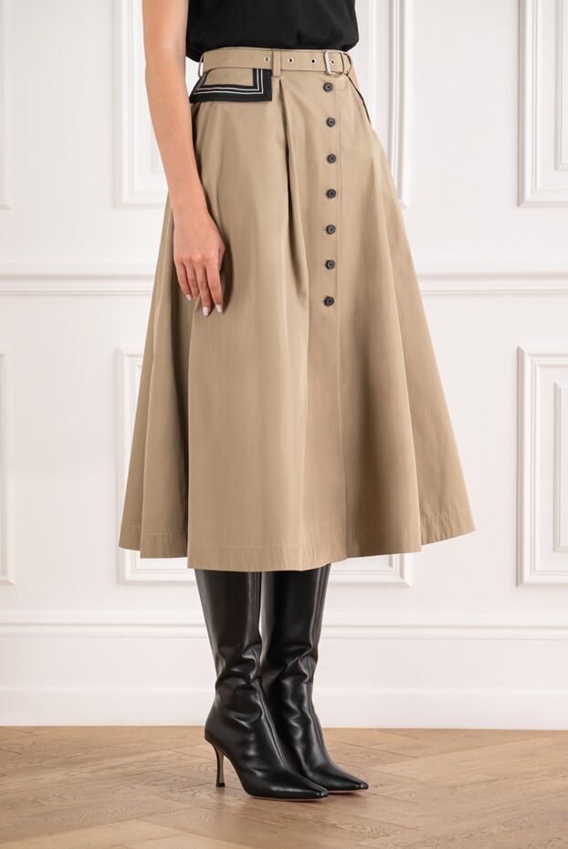 Dior women's beige flared midi skirt with buttons 193307 - photo 3