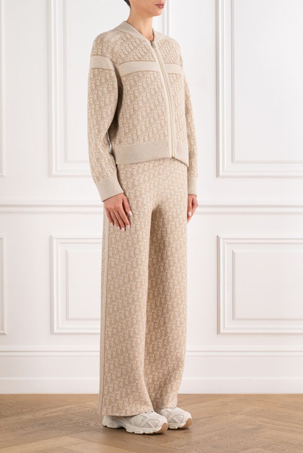 Dior women's beige knitted suit with trousers and a signature pattern 193308 - photo 3