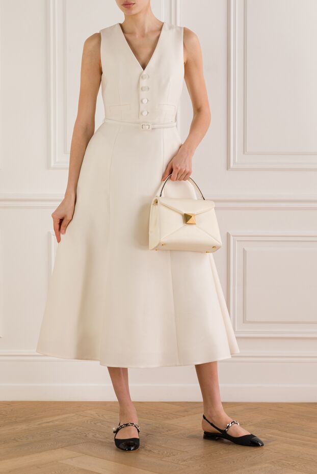 Dior white fitted midi dress in lightweight wool and silk 193309 - photo 1
