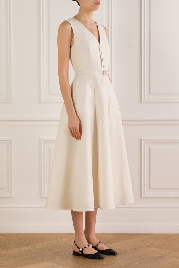 Dior white fitted midi dress in lightweight wool and silk 193309 - photo 2