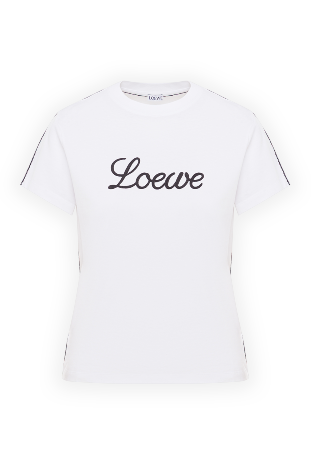 Loewe жеңіл мақтадан тігілген, кең әйелдерге арналған ақ футболка 193318 - фото 1