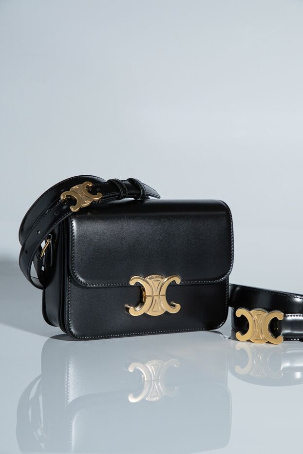Celine teen triomphe black shiny calfskin bag 193323 - photo 2