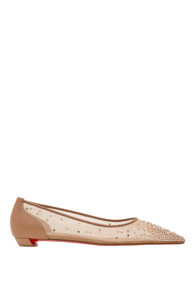 Z Degrastrassina Perla beige mesh ballet flats embellished with rhinestones and pearls - photo 1