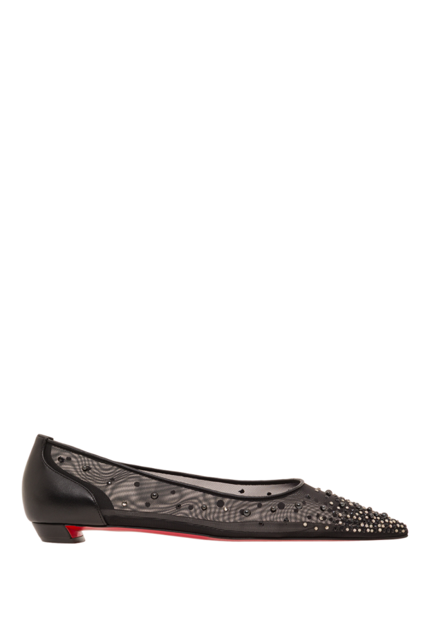 Z Degrastrassina Perla black mesh ballet flats embellished with rhinestones and pearls - photo 1