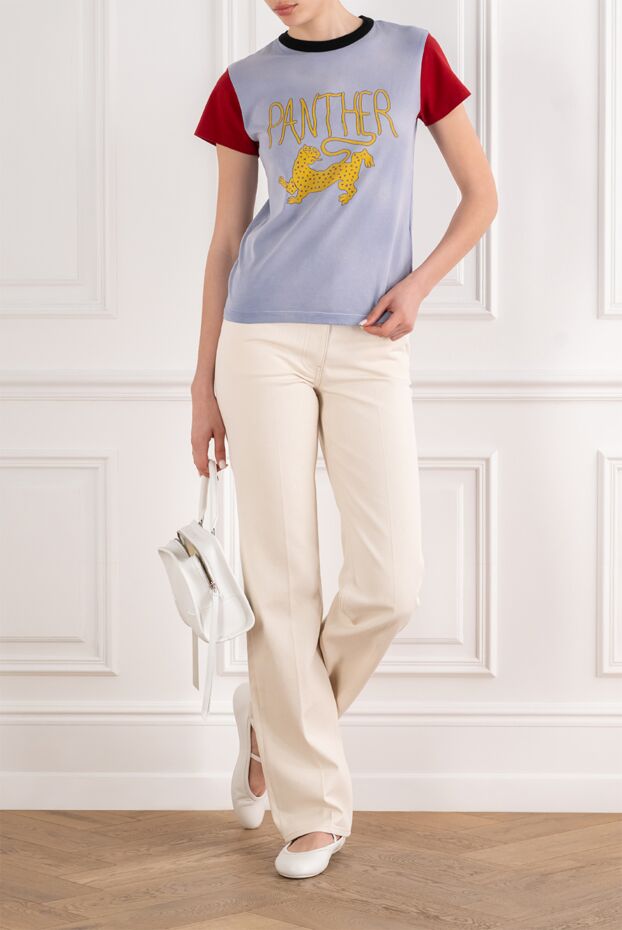 Valentino women's ivory jeans with metal logo 193335 - photo 2