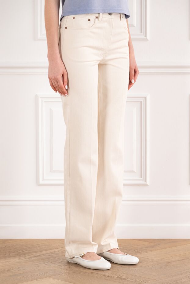 Valentino women's ivory jeans with metal logo 193335 - photo 3