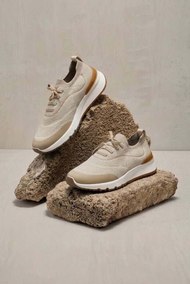 Brunello Cucinelli men's knit runners sneakers made of knit material with a contrast sole 193365 - photo 2