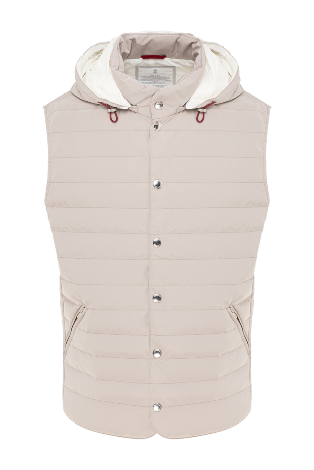 Brunello Cucinelli quilted beige vest with a hood and metal snap fastening 193367 - photo 1