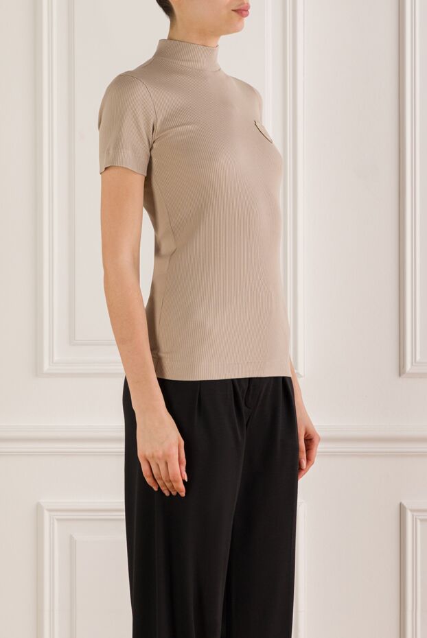 Brunello Cucinelli beige cotton ribbed top made of soft stretch jersey 193370 - photo 3