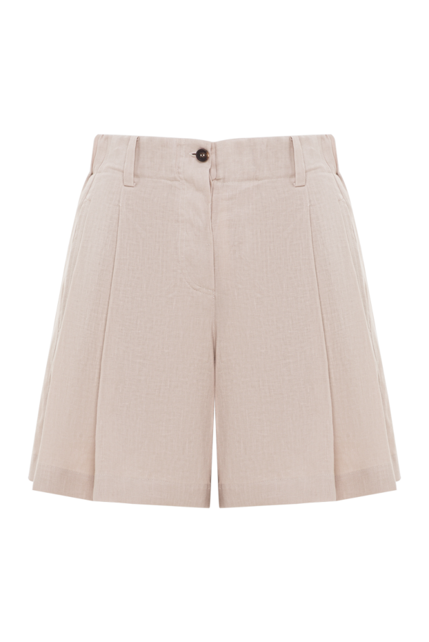 Brunello Cucinelli women's linen shorts with straight cut and pleats at the front 193374 - photo 1