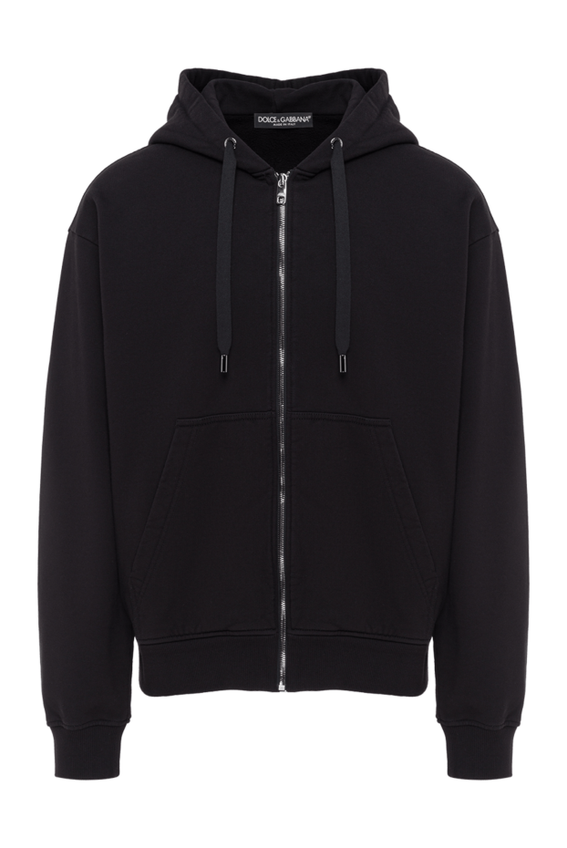Dolce & Gabbana black cotton jersey hoodie with embroidered logo 193378 - photo 1