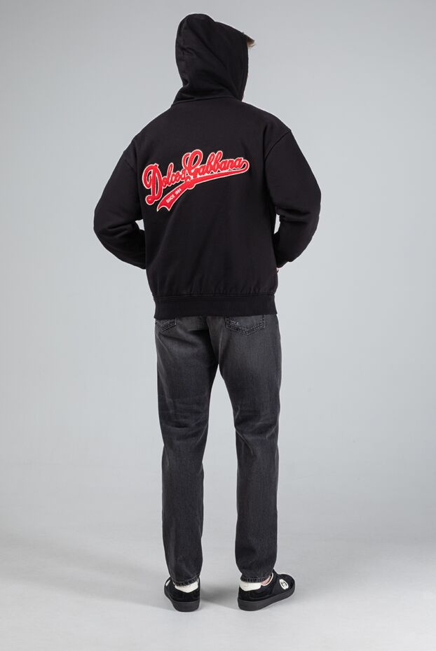Dolce & Gabbana black cotton jersey hoodie with embroidered logo 193378 - photo 2