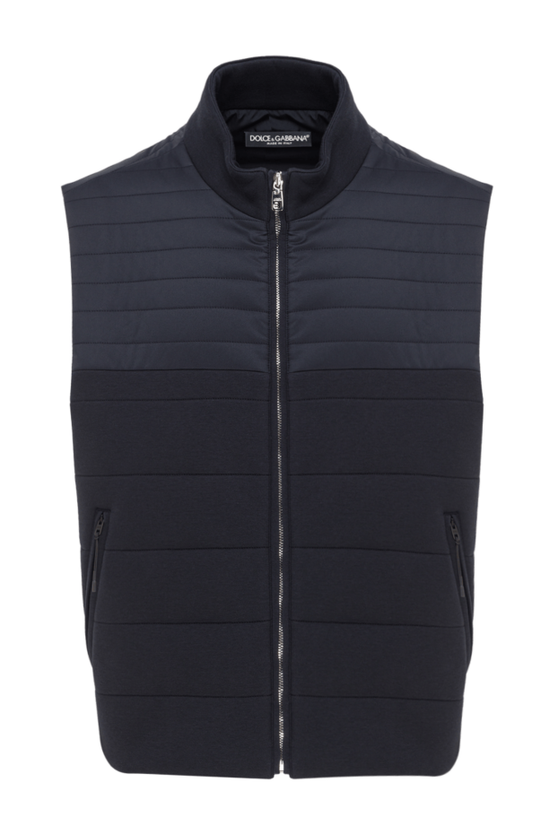 Dolce & Gabbana men's dark blue quilted vest with a stand-up collar 193393 - photo 1