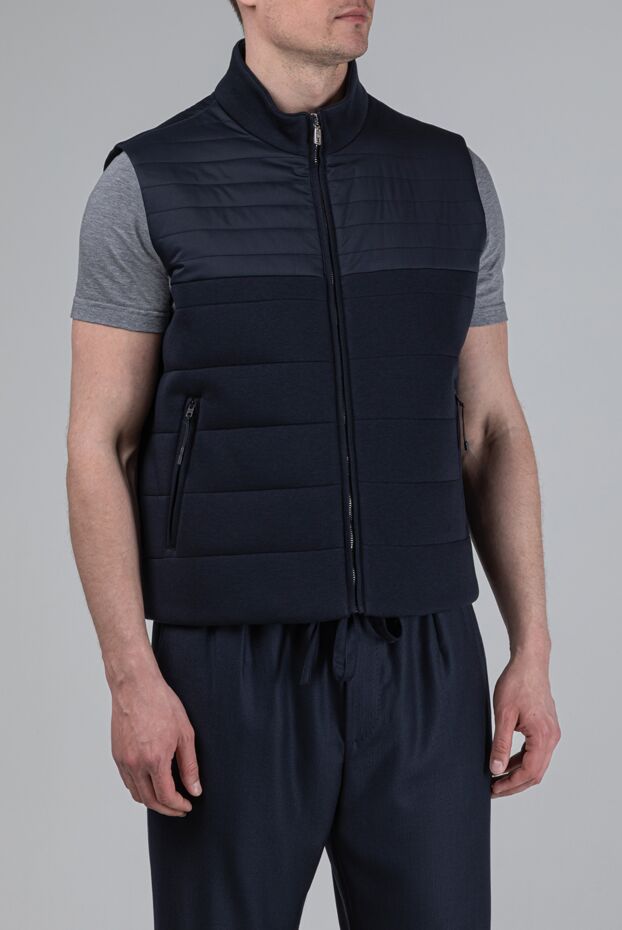 Dolce & Gabbana men's dark blue quilted vest with a stand-up collar 193393 - photo 3