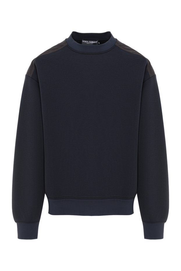 Men's dark blue sweatshirt with matching shoulder panels - photo 1