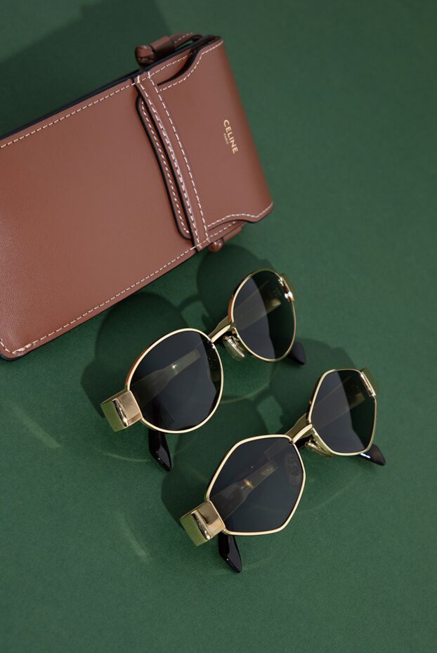 Celine triomphe metal 02 sunglasses with gold frames and green lenses 193437 - photo 2