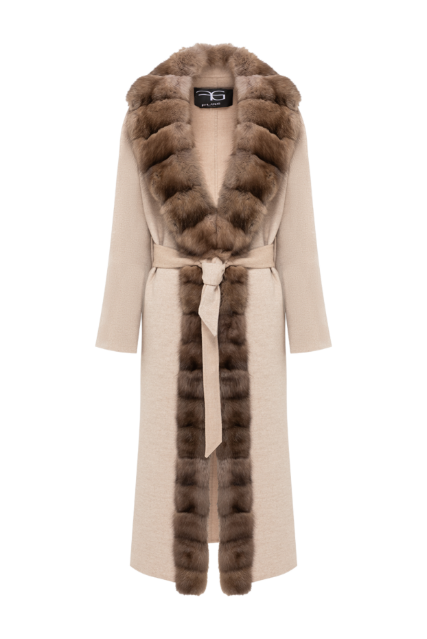 FG Furs long cashmere coat with sable fur in a sandy beige shade 193452 - photo 1
