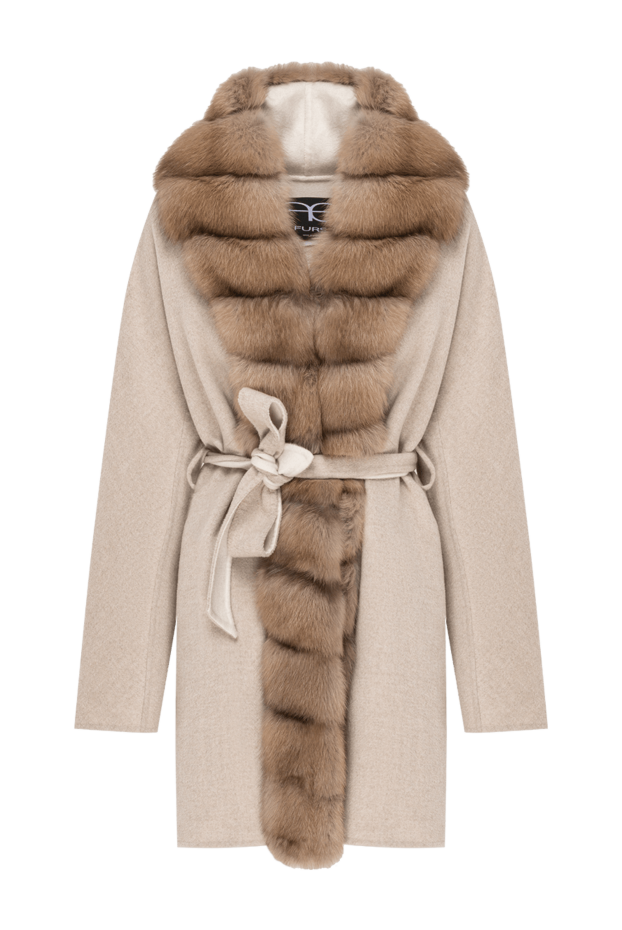 FG Furs beige cashmere coat with luxurious sable fur trim 193453 - photo 1