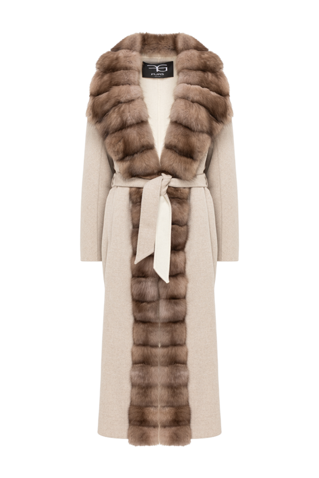 FG Furs women's premium cashmere coat with sable fur collar 193454 - photo 1