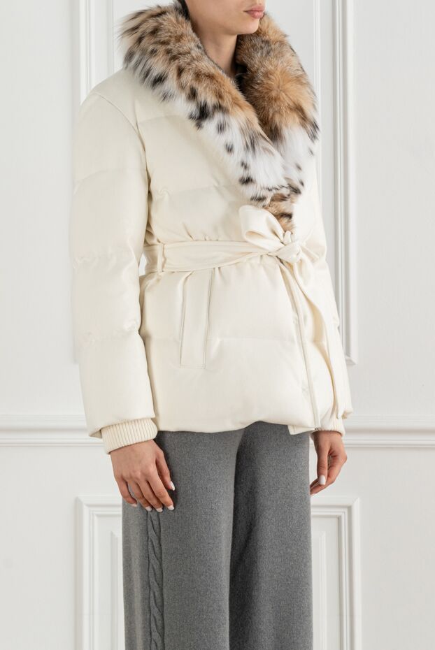 FG Furs a quilted down jacket made of matte fabric with a luxurious lynx shawl collar 193456 - photo 2