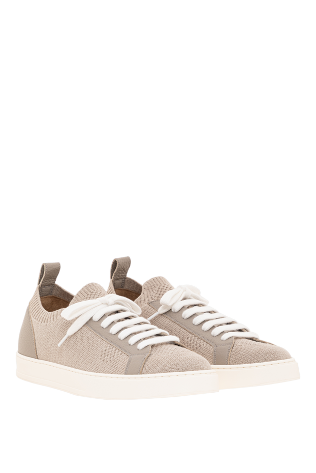 Doucal`s men's gray casual sneakers made of textile and leather 193462 - photo 3