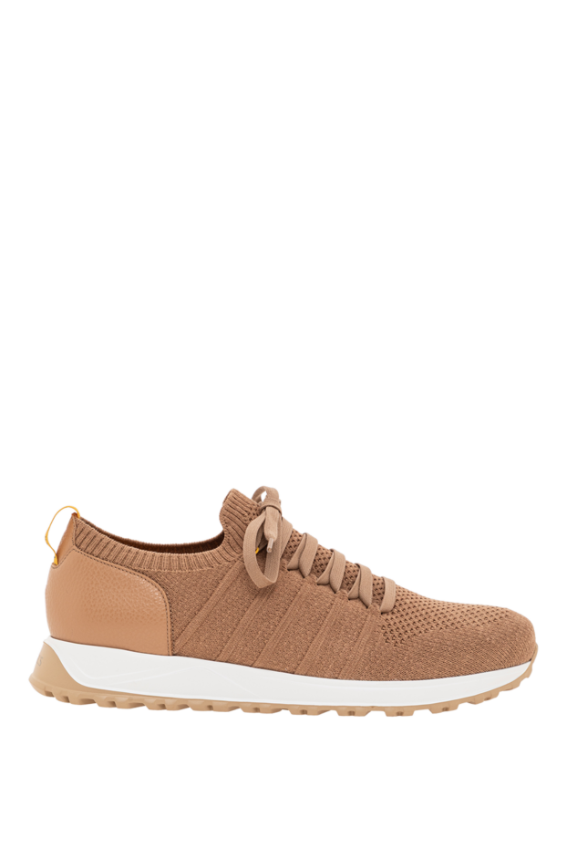 Doucal`s beige men's sneakers made of knitted fabric and leather 193463 - photo 1