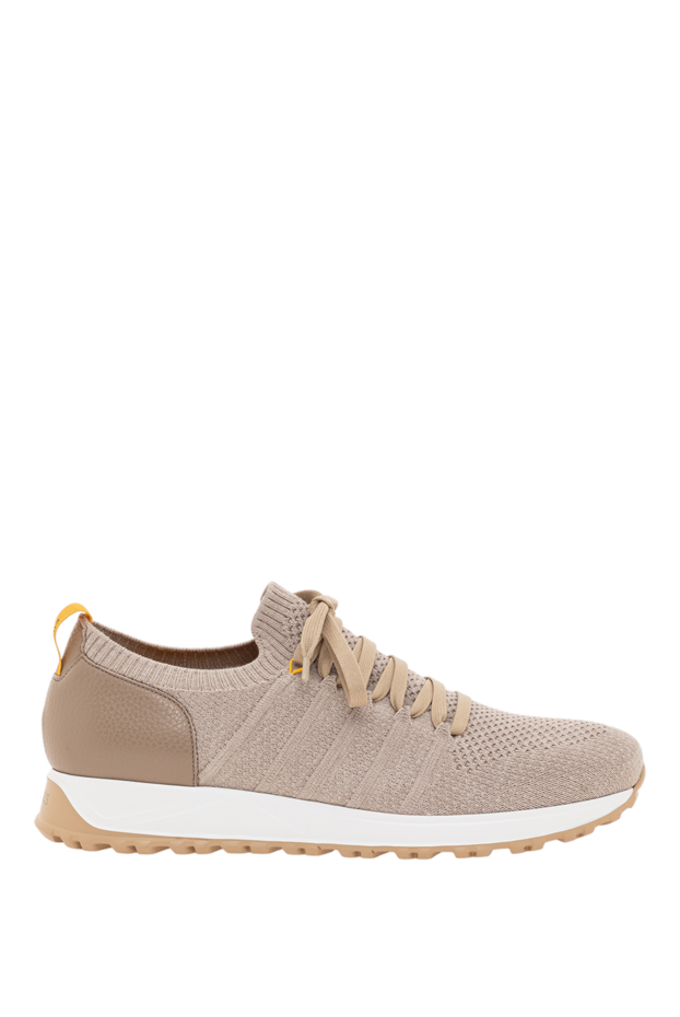 Doucal`s beige textile sneakers with leather trim 193464 - photo 1