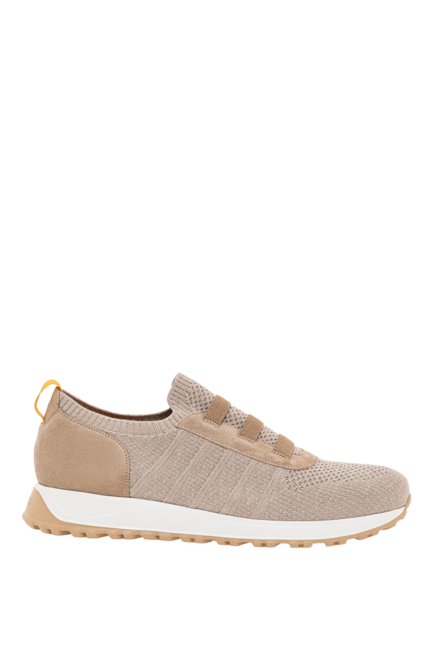 Doucal`s gray men's sneakers made of knitted fabric and leather 193465 - photo 1
