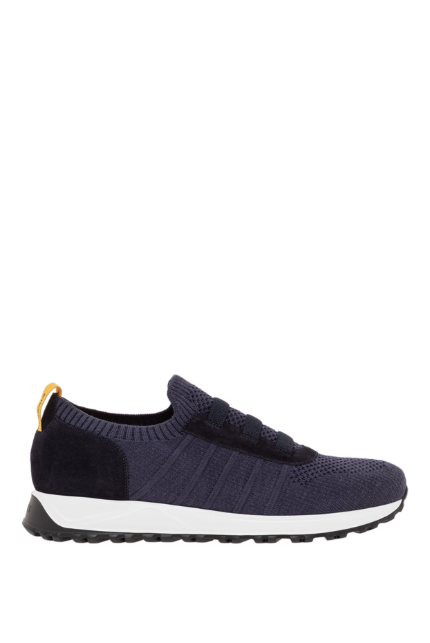 Doucal`s men's blue sneakers made of knitwear and genuine suede 193470 - photo 1