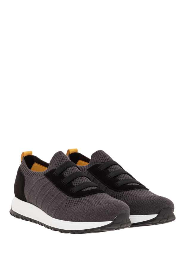 Doucal`s men's gray sneakers made from a combination of dense textured textile and suede 193476 - photo 3