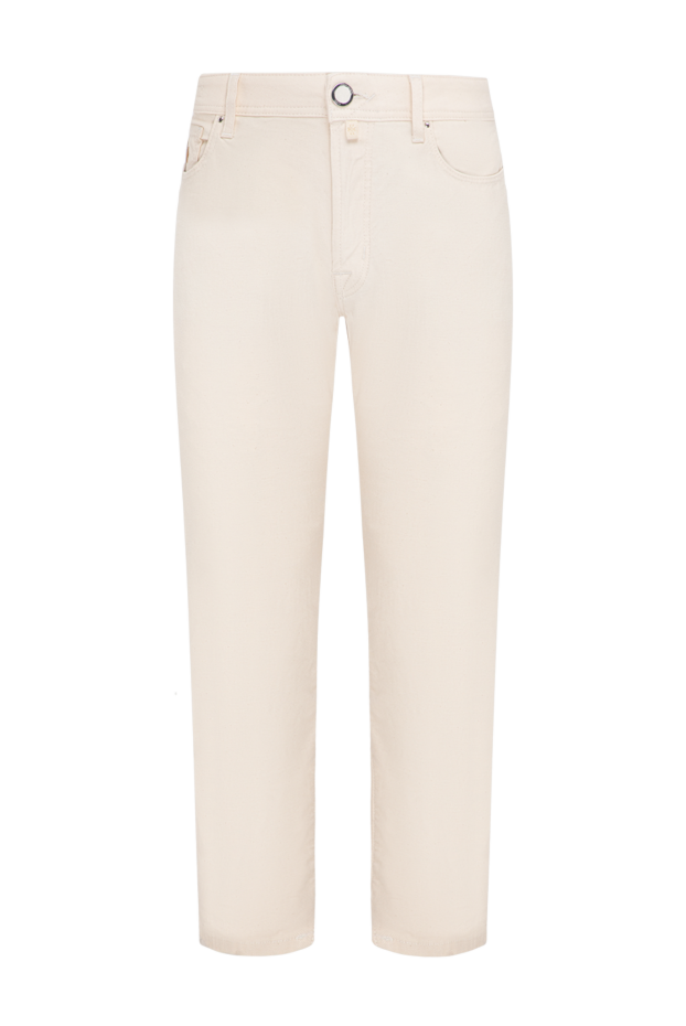 Jacob Cohen men's skinny jeans in beige with a printed pony patch 193482 - photo 1