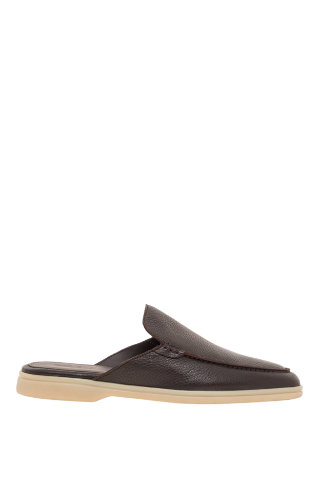 Cesare di Napoli women's brown grained leather mules 193495 - photo 1