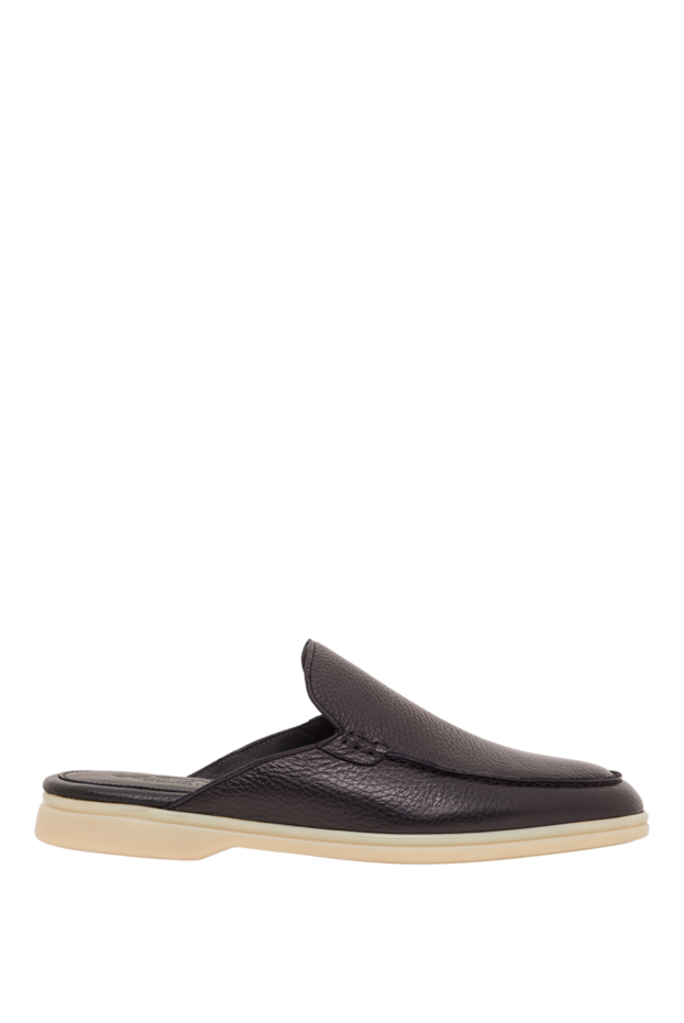 Cesare di Napoli black men's mules made of genuine grained leather 193498 - photo 1