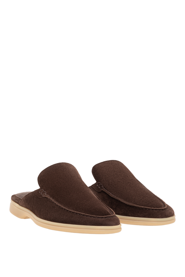 Cesare di Napoli brown suede mules with light soles 193501 - photo 3