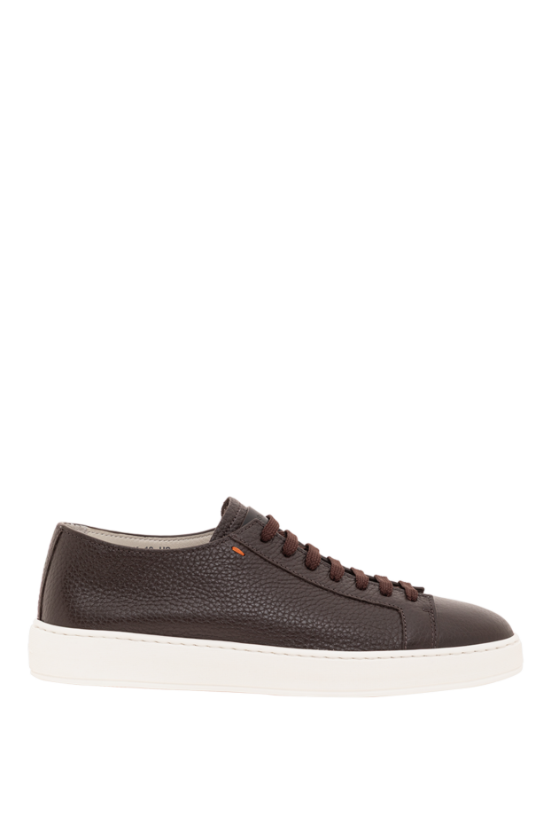 Santoni таза ерлерге арналған қоңыр былғары кроссовкалар 193505 - фото 1